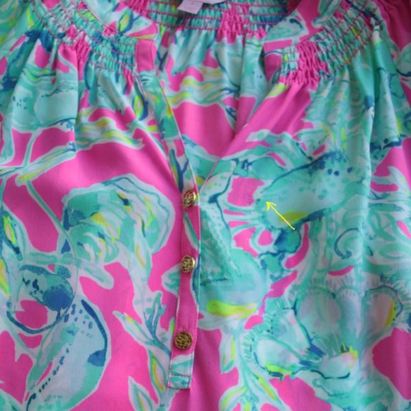 New with minor defect. Lilly Pulitzer Elsa Top, Lobster In Love, Size S - Picture 3 of 6